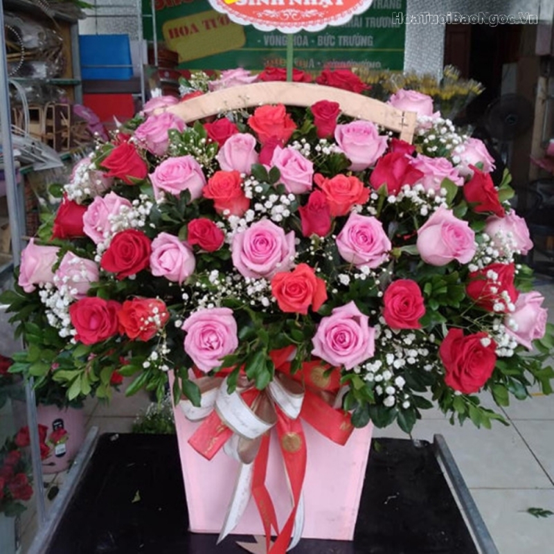 Mẫu giỏ hoa hồng đẹp BNG514 | Cửa hàng hoa tươi Bảo Ngọc